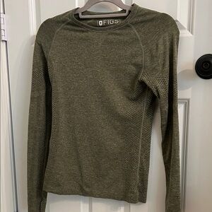 Figs olive green seamless long sleeve base layer